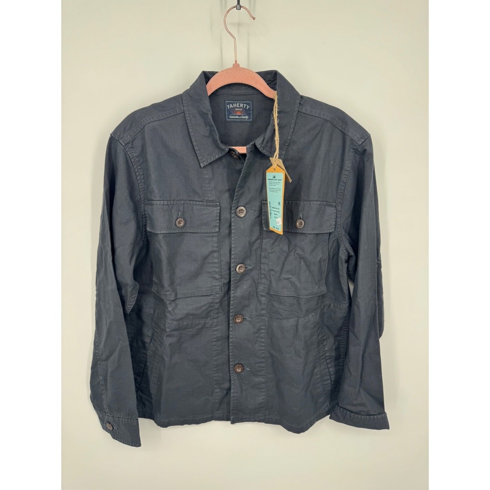 NWT Faherty Commander Shirt Jacket Men's XS Washed Charcoal Long Sleeve Classic‎